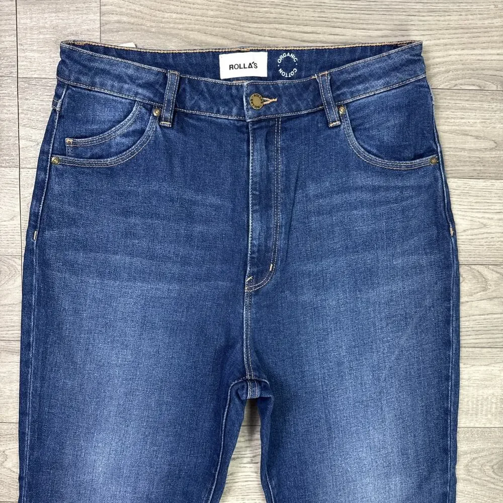 ROLLAS Dusters Bootcut Crop Denim Jeans High Rise Dark Wash sz 32 - Picture 3 of 8